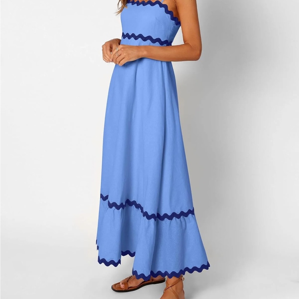 Blue Sleeveless Maxi Dress